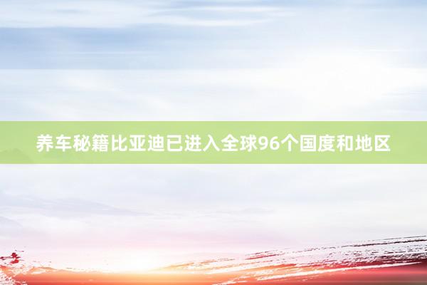 养车秘籍比亚迪已进入全球96个国度和地区