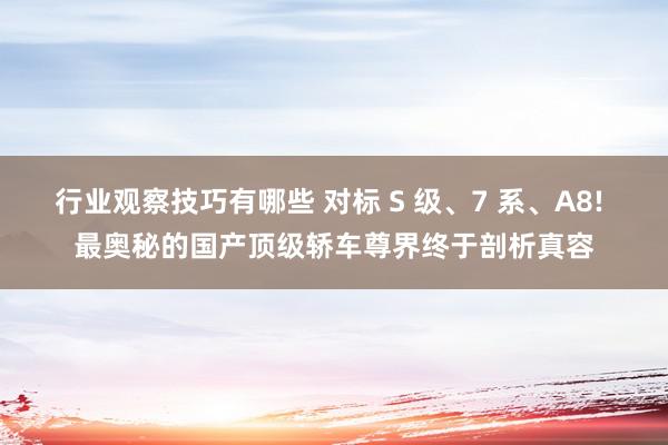 行业观察技巧有哪些 对标 S 级、7 系、A8! 最奥秘的国产顶级轿车尊界终于剖析真容