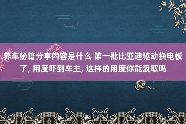 养车秘籍分享内容是什么 第一批比亚迪驱动换电板了, 用度吓到车主, 这样的用度你能汲取吗