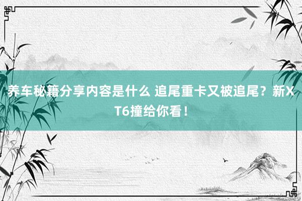 养车秘籍分享内容是什么 追尾重卡又被追尾？新XT6撞给你看！