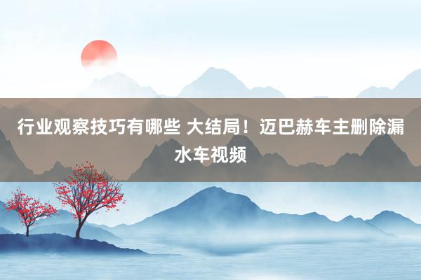 行业观察技巧有哪些 大结局！迈巴赫车主删除漏水车视频