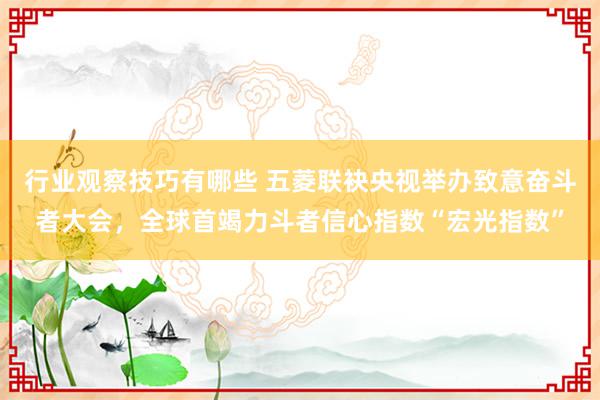 行业观察技巧有哪些 五菱联袂央视举办致意奋斗者大会，全球首竭力斗者信心指数“宏光指数”