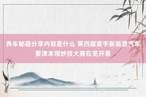 养车秘籍分享内容是什么 第四届寰宇新能源汽车要津本领妙技大赛在芜开幕