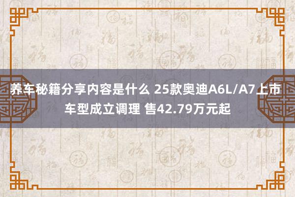 养车秘籍分享内容是什么 25款奥迪A6L/A7上市 车型成立调理 售42.79万元起