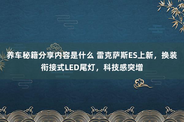 养车秘籍分享内容是什么 雷克萨斯ES上新，换装衔接式LED尾灯，科技感突增