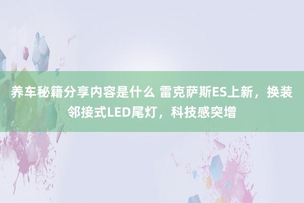 养车秘籍分享内容是什么 雷克萨斯ES上新，换装邻接式LED尾灯，科技感突增