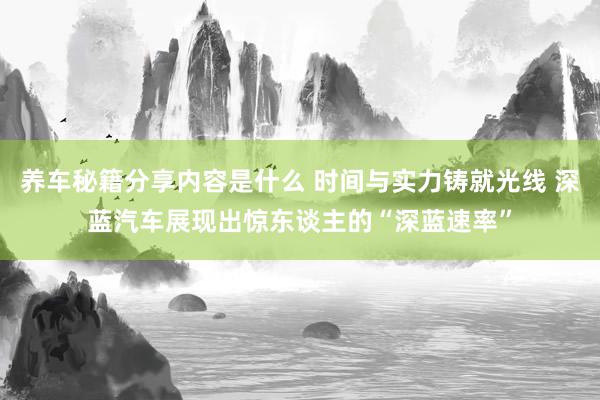 养车秘籍分享内容是什么 时间与实力铸就光线 深蓝汽车展现出惊东谈主的“深蓝速率”