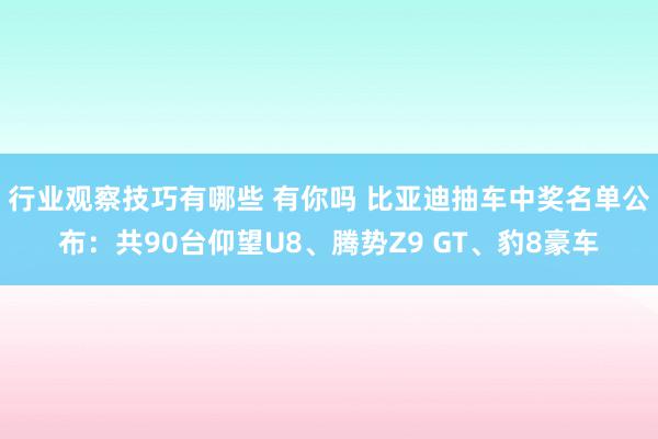 行业观察技巧有哪些 有你吗 比亚迪抽车中奖名单公布：共90台仰望U8、腾势Z9 GT、豹8豪车