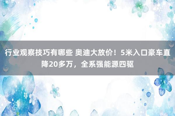 行业观察技巧有哪些 奥迪大放价！5米入口豪车直降20多万，全系强能源四驱