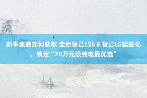 新车速递如何获取 全新智己LS6＆智己L6猛进化，锁定“20万元级纯电最优选”