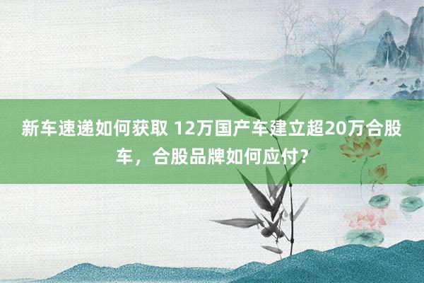 新车速递如何获取 12万国产车建立超20万合股车，合股品牌如何应付？