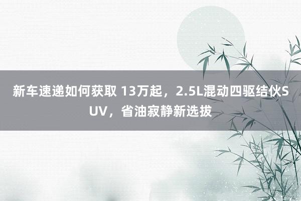 新车速递如何获取 13万起，2.5L混动四驱结伙SUV，省油寂静新选拔