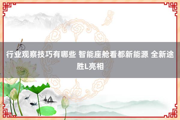 行业观察技巧有哪些 智能座舱看都新能源 全新途胜L亮相