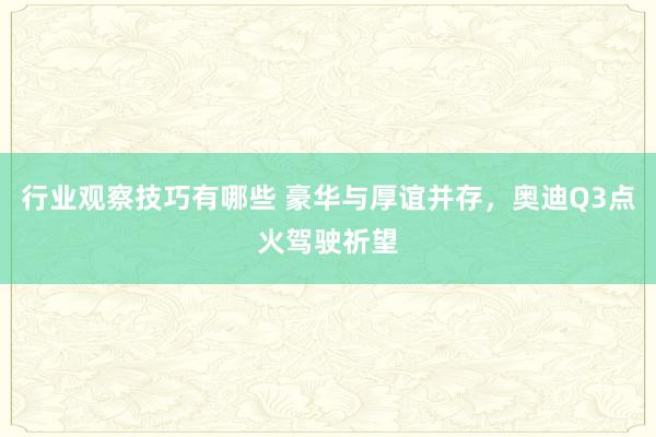 行业观察技巧有哪些 豪华与厚谊并存，奥迪Q3点火驾驶祈望