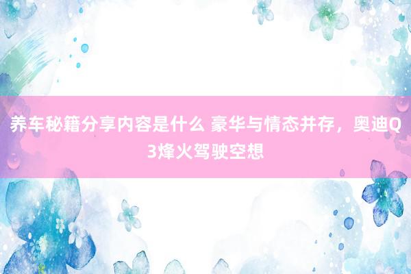 养车秘籍分享内容是什么 豪华与情态并存，奥迪Q3烽火驾驶空想