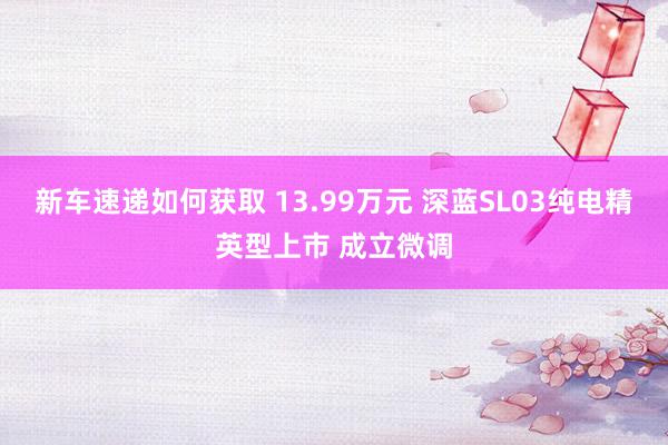 新车速递如何获取 13.99万元 深蓝SL03纯电精英型上市 成立微调