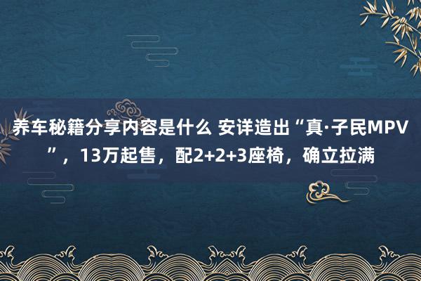 养车秘籍分享内容是什么 安详造出“真·子民MPV”，13万起售，配2+2+3座椅，确立拉满