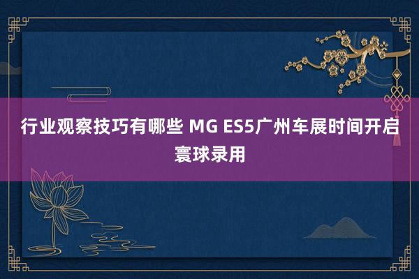 行业观察技巧有哪些 MG ES5广州车展时间开启寰球录用