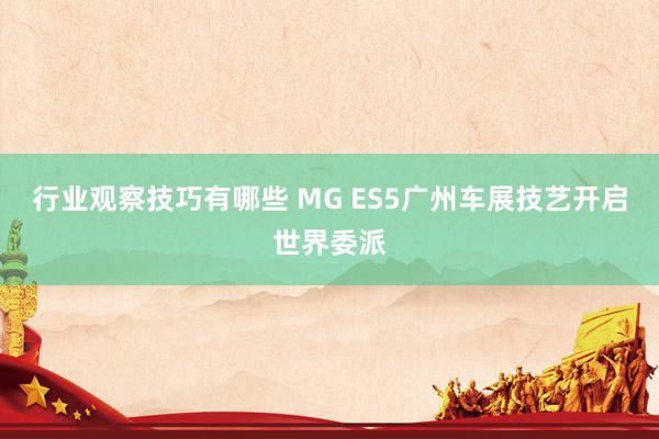 行业观察技巧有哪些 MG ES5广州车展技艺开启世界委派