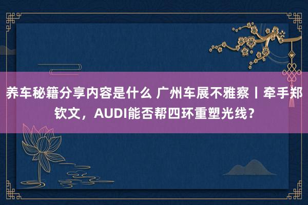 养车秘籍分享内容是什么 广州车展不雅察丨牵手郑钦文，AUDI能否帮四环重塑光线？