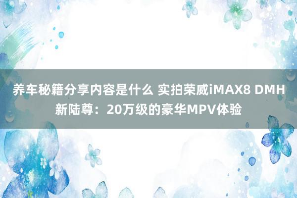 养车秘籍分享内容是什么 实拍荣威iMAX8 DMH新陆尊：20万级的豪华MPV体验