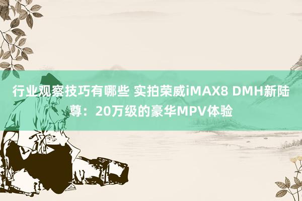 行业观察技巧有哪些 实拍荣威iMAX8 DMH新陆尊：20万级的豪华MPV体验