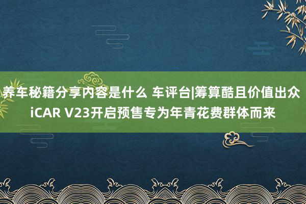 养车秘籍分享内容是什么 车评台|筹算酷且价值出众 iCAR V23开启预售专为年青花费群体而来