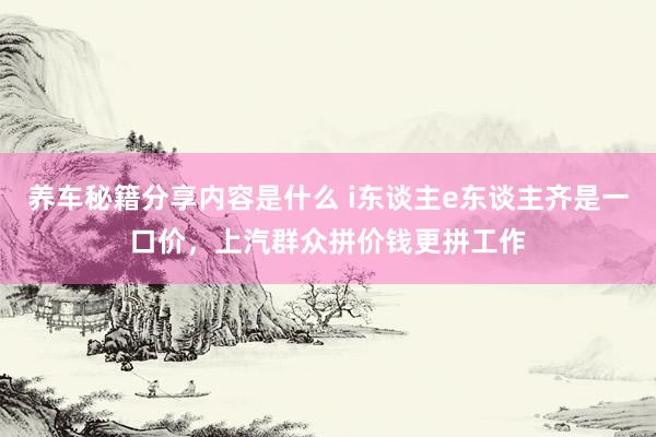 养车秘籍分享内容是什么 i东谈主e东谈主齐是一口价，上汽群众拼价钱更拼工作