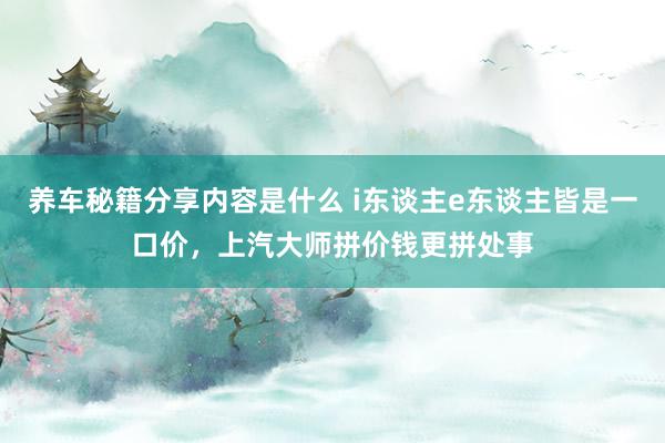 养车秘籍分享内容是什么 i东谈主e东谈主皆是一口价，上汽大师拼价钱更拼处事