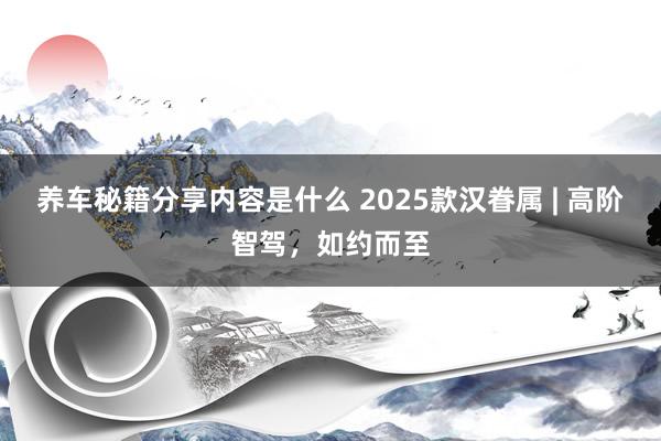 养车秘籍分享内容是什么 2025款汉眷属 | 高阶智驾，如约而至