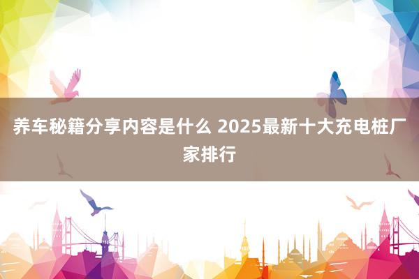 养车秘籍分享内容是什么 2025最新十大充电桩厂家排行