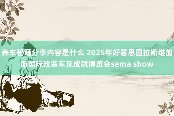 养车秘籍分享内容是什么 2025年好意思国拉斯维加斯国际改装车及成就博览会sema show