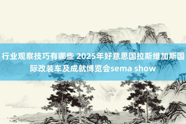 行业观察技巧有哪些 2025年好意思国拉斯维加斯国际改装车及成就博览会sema show