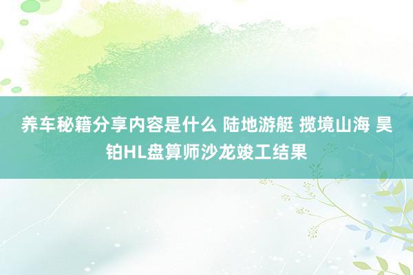 养车秘籍分享内容是什么 陆地游艇 揽境山海 昊铂HL盘算师沙龙竣工结果