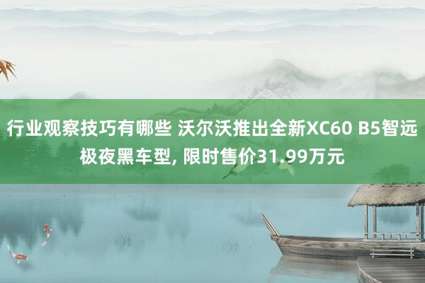 行业观察技巧有哪些 沃尔沃推出全新XC60 B5智远极夜黑车型, 限时售价31.99万元