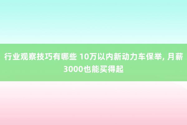 行业观察技巧有哪些 10万以内新动力车保举, 月薪3000也能买得起