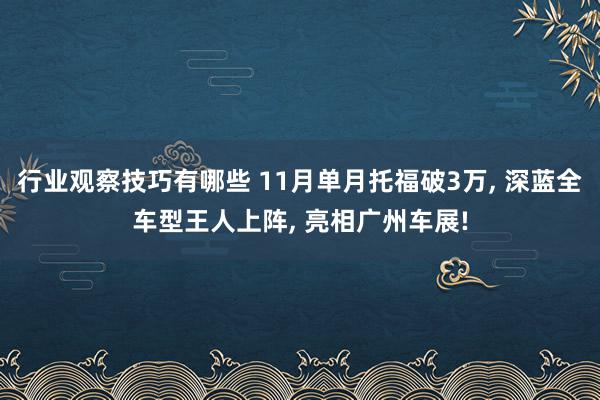 行业观察技巧有哪些 11月单月托福破3万, 深蓝全车型王人上阵, 亮相广州车展!