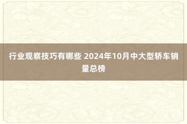 行业观察技巧有哪些 2024年10月中大型轿车销量总榜