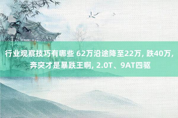 行业观察技巧有哪些 62万沿途降至22万, 跌40万, 奔突才是暴跌王啊, 2.0T、9AT四驱