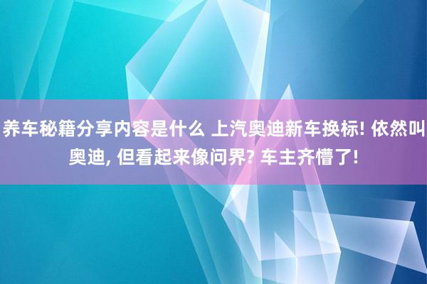 养车秘籍分享内容是什么 上汽奥迪新车换标! 依然叫奥迪, 但看起来像问界? 车主齐懵了!