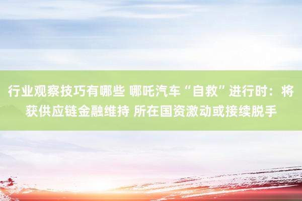 行业观察技巧有哪些 哪吒汽车“自救”进行时：将获供应链金融维持 所在国资激动或接续脱手