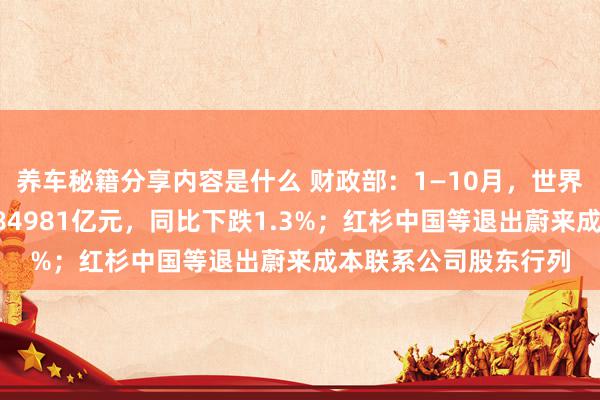 养车秘籍分享内容是什么 财政部：1—10月，世界一般行家预算收入184981亿元，同比下跌1.3%；红杉中国等退出蔚来成本联系公司股东行列