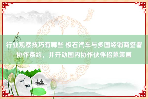 行业观察技巧有哪些 极石汽车与多国经销商签署协作条约，并开动国内协作伙伴招募策画