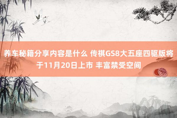 养车秘籍分享内容是什么 传祺GS8大五座四驱版将于11月20日上市 丰富禁受空间