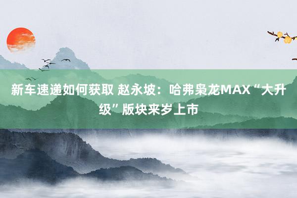 新车速递如何获取 赵永坡：哈弗枭龙MAX“大升级”版块来岁上市